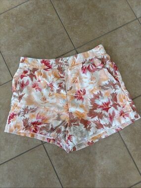 Abercrombie & Fitch Women's High Waist Floral Shorts — Pink, Peach & Cream